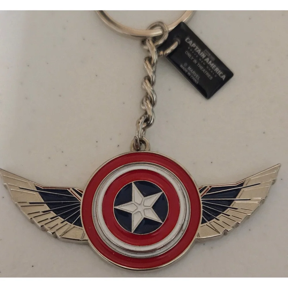 Captain‎ America Winged Shield Keychain Marvel Movie Promo Metal